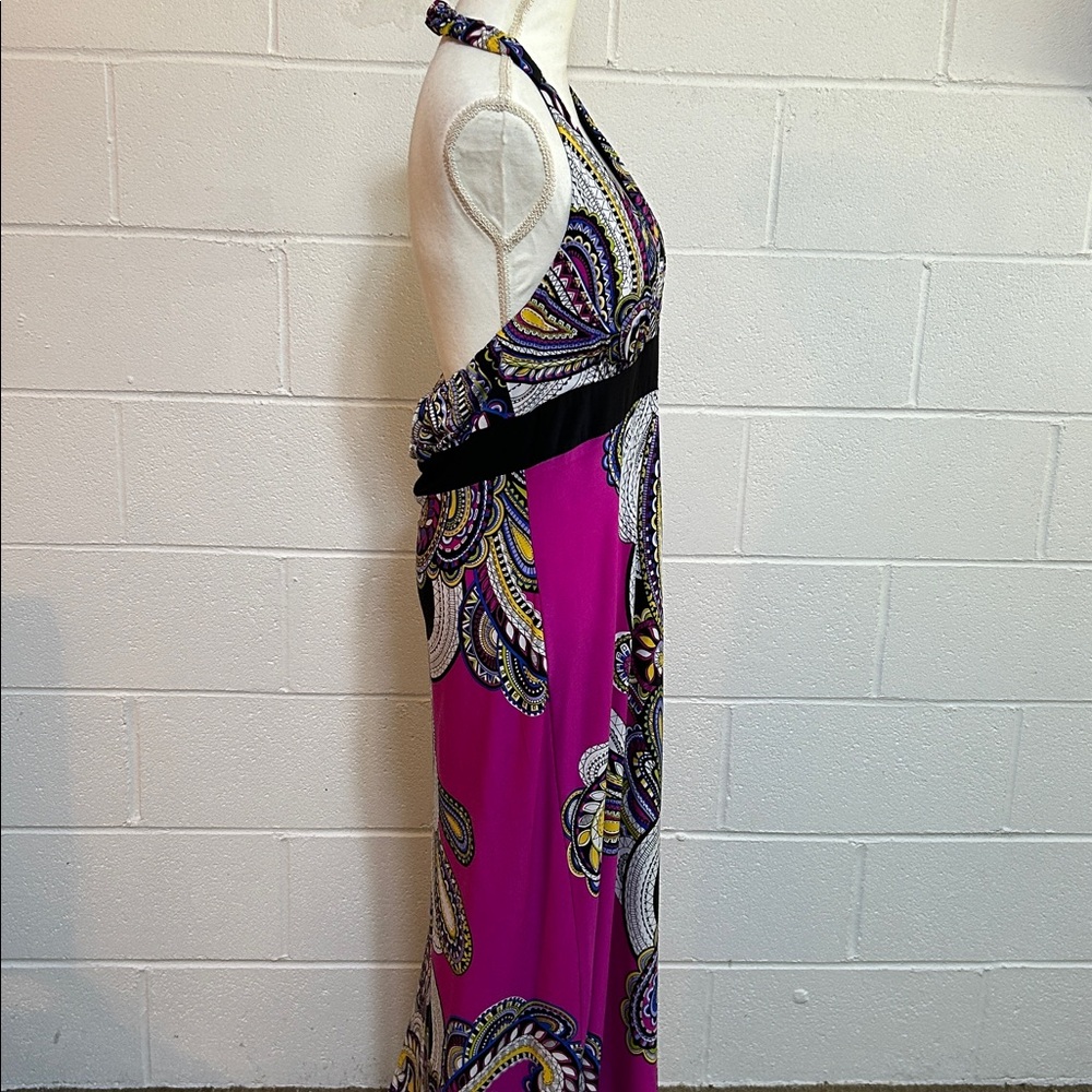 Ronni Nicole Magenta Paisley Halter Maxi Dress XL - Picture 6 of 8